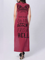 Casual Round Neck Trendy Printed High-Low Maxi Dress