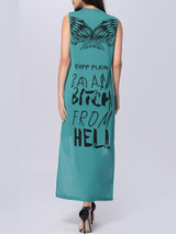 Casual Round Neck Trendy Printed High-Low Maxi Dress