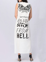 Casual Round Neck Trendy Printed High-Low Maxi Dress