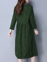Casual Round Neck Jacquard Pocket Plain Maxi Dress Casual Round Neck Jacquard Pocket Plain Maxi Dress