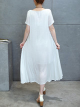 Casual Round Neck Decorative Button Plain Loose Swing Maxi Dress