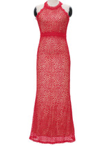 Casual Halter Hollow Out Lace Mermaid Maxi Dress