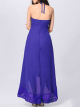 Casual Halter High-Low Plain Empire Maxi Dress