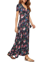 Casual Empire Deep V-Neck Floral Printed Swing Maxi Dress