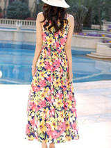 Casual Fantastic Swing Spaghetti Strap Floral Printed Maxi Dress