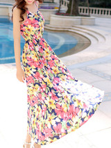 Casual Fantastic Swing Spaghetti Strap Floral Printed Maxi Dress