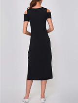 Casual Plain Side Slit Charming Off Shoulder Maxi Dress