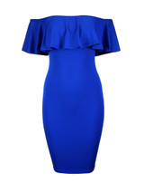 Casual Flounce Off Shoulder Solid Bodycon Dress