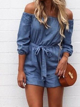 Casual Ecstatic Cute Suit Bateau Off Shoulder Romper