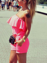 Casual Sexy Off The Shoulder Solid Color Flounce Romper Casual Sexy Off The Shoulder Solid Color Flounce Romper