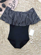 Casual Cute Bateau Off The Shoulder One Piece Bikini
