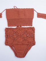 Sexy Two-Pieces Knitting Off Shoulder Bikini Swimwear