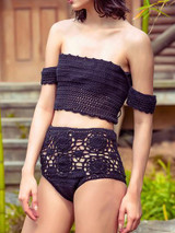 Sexy Two-Pieces Knitting Off Shoulder Bikini Swimwear