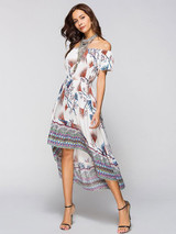 Off-the-shoulder Bohemia Midi Dress