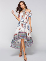 Off-the-shoulder Bohemia Midi Dress