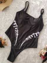 Solid Off-the-shoulder One-piece Swimwear
