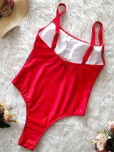 Solid Off-the-shoulder One-piece Swimwear