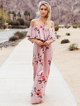 Sexy Off-the-shoulder Ruffled Maxi Dress