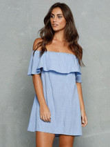 Off-the-shoulder Falbala Mini Dress