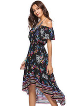 Asymmetric Off-the-shoulder Bohemia Midi Dress