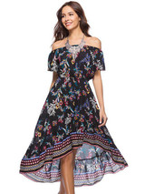 Asymmetric Off-the-shoulder Bohemia Midi Dress