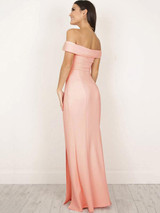 Solid Color Off-the-shoulder Split-side Maxi Dress