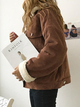 New Coffee Pockets Buttons Corduroy Casual Outerwear