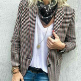 New Red Plaid Pockets Button Tailored Collar Office Worker/Daily Blazer