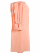 Pink Off Shoulder Button Placket Mini Dress