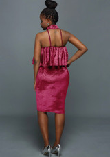 Red Buttons Ruffle Bandeau Backless Off Shoulder Halter Neck Party Midi Dress Red Buttons Ruffle Bandeau Backless Off Shoulder Halter Neck Party Midi Dress