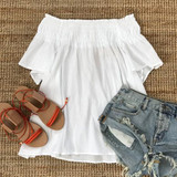 Casual White Pleated Off Shoulder Flare Sleeve Mini Dress