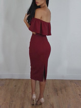 Casual Sexy Off The Shoulder Flounce Solid Color Dress Casual Sexy Off The Shoulder Flounce Solid Color Dress
