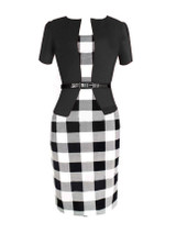 Casual Color Block Plaid Office Elegant Bodycon Dress