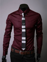 Casual Office Basic Turn Down Collar Plain Men Shirt