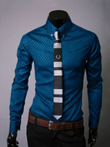 Casual Office Basic Turn Down Collar Plain Men Shirt