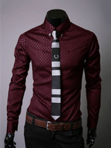 Casual Office Basic Turn Down Collar Plain Men Shirt