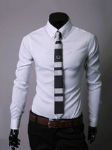 Casual Office Basic Turn Down Collar Plain Men Shirt