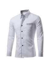 Casual Office Turn Down Collar Single Breasted Men Shirt