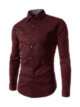 Casual Turn Down Collar Single Breasted Office Style Plaid Men Shirt