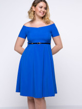 Casual Elegant Solid Off Shoulder Plus Size Flared Dress