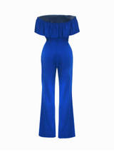 Casual Off Shoulder Flounce Plain Wide-Leg Jumpsuit Casual Off Shoulder Flounce Plain Wide-Leg Jumpsuit