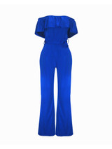 Casual Off Shoulder Flounce Plain Wide-Leg Jumpsuit Casual Off Shoulder Flounce Plain Wide-Leg Jumpsuit