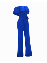 Casual Off Shoulder Flounce Plain Wide-Leg Jumpsuit Casual Off Shoulder Flounce Plain Wide-Leg Jumpsuit