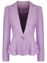 Casual Office Peplum Notch Lapel Single Button Solid Blazer