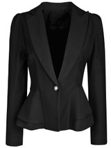 Casual Office Peplum Notch Lapel Single Button Solid Blazer