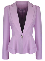 Casual Office Peplum Notch Lapel Single Button Solid Blazer