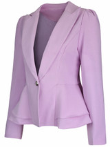 Casual Office Peplum Notch Lapel Single Button Solid Blazer
