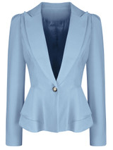 Casual Office Peplum Notch Lapel Single Button Solid Blazer
