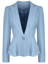 Casual Office Peplum Notch Lapel Single Button Solid Blazer