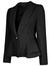 Casual Office Peplum Notch Lapel Single Button Solid Blazer